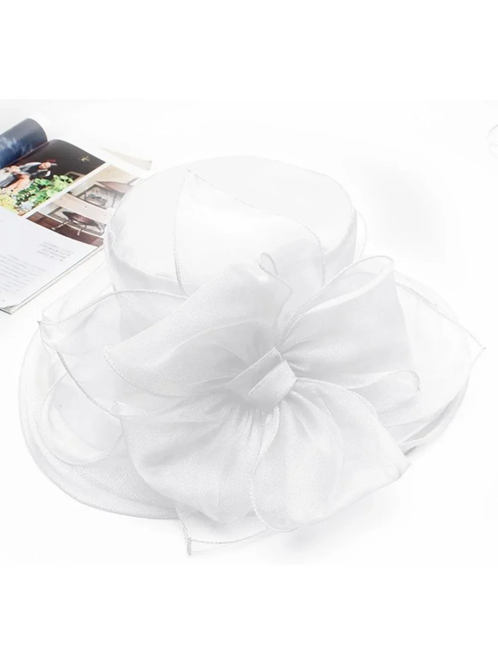 Elegant Organza Wide Brim Fascinator Hat for Weddings, Tea Parties & Derby